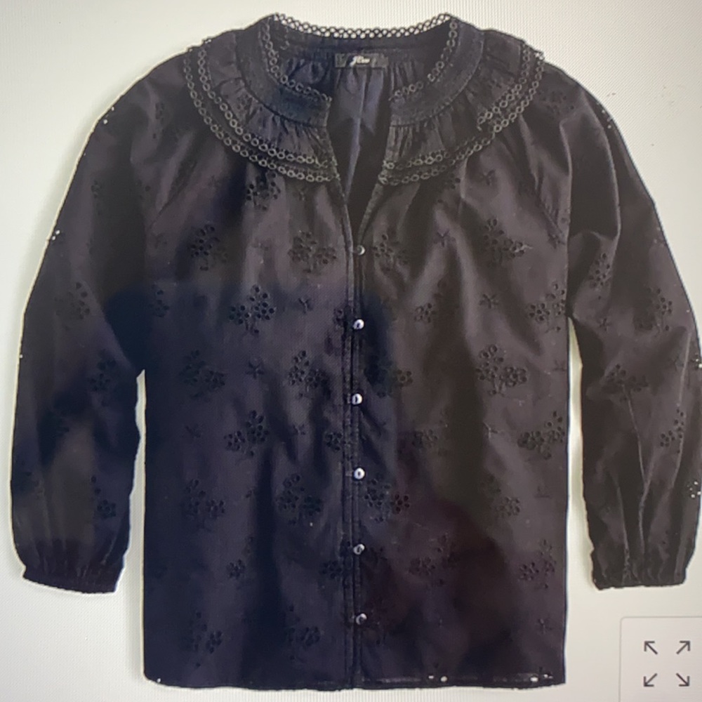 J. Crew black smocked top